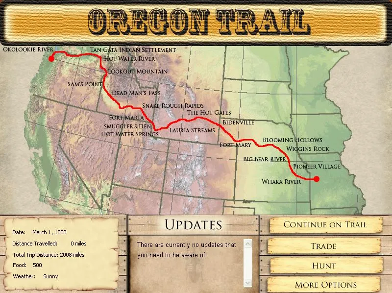 Screenshot of Oregon Trail